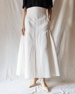 Mame KurogouchiUnlevel Dyeing Box Pleats Skirt - WHITE