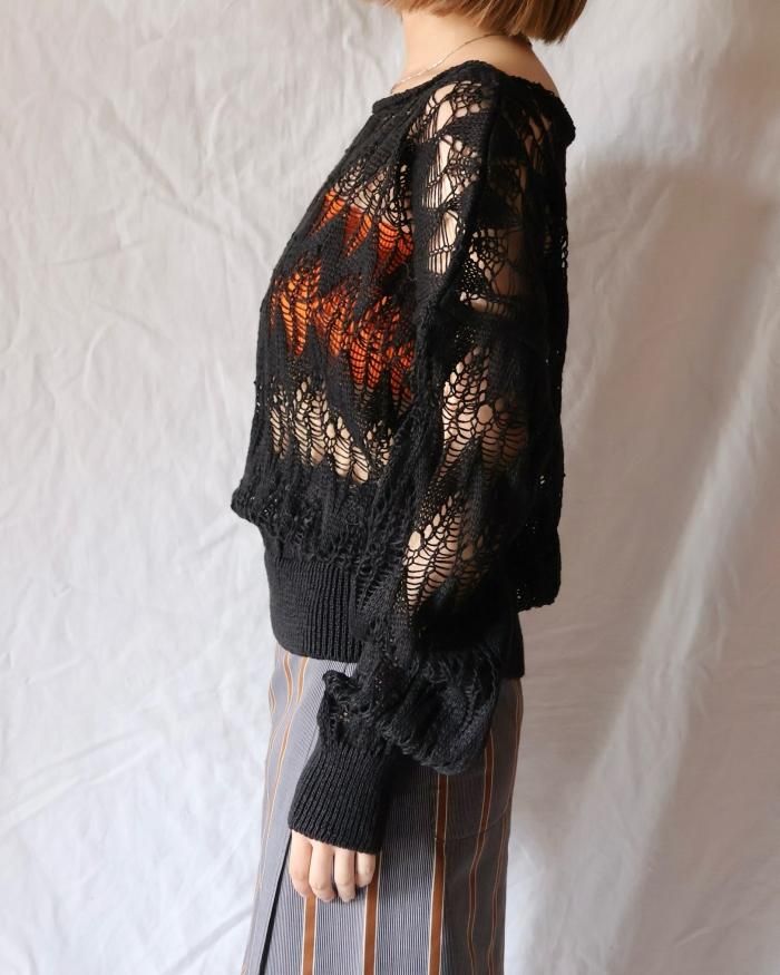 Cristaseya：LINEN LACE SWEATER - BLACK - ORANN ONLINE SHOP