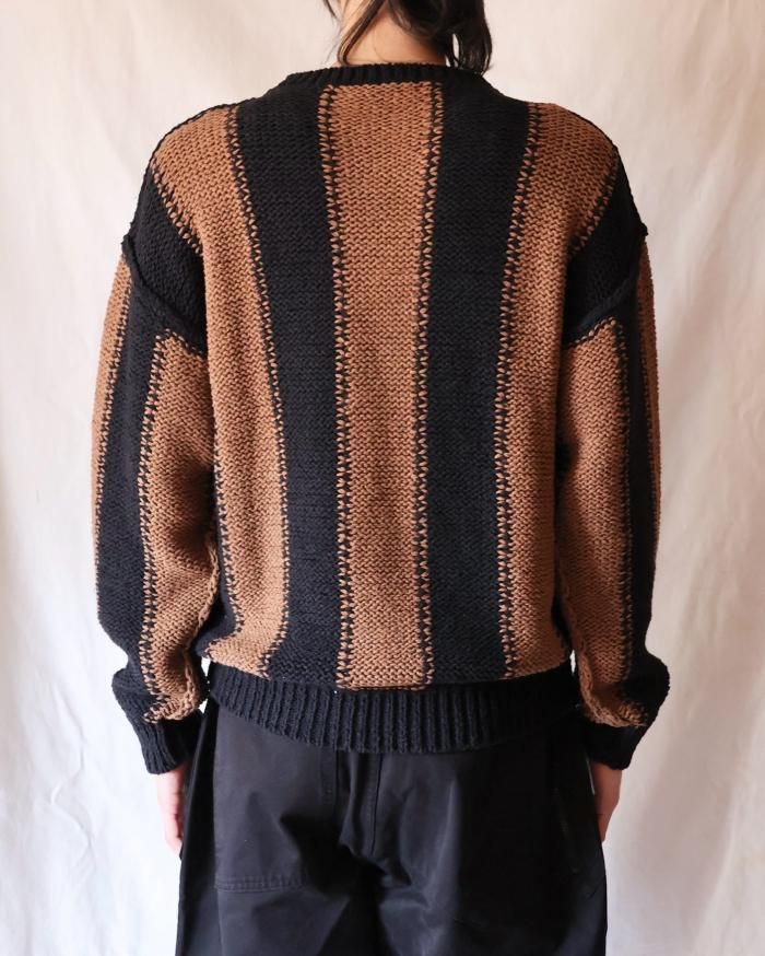 トップス Cristaseya FETTUCCIA STRIPED SWEATER M Cristaseya：FETTUCCIA STRIPED SWEATER - BLACK/NOISETTE - ORANN
