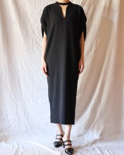 Mame KurogouchiBack Satin Crepe Georgette Emboridered Lace Back Dress - BLACK