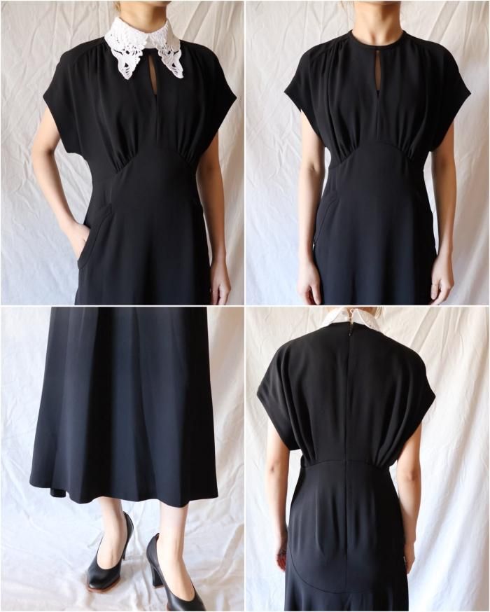 Mame Kurogouchi:Back Satin Crepe Georgette Embroidered Mame Kurogouchi:Back Satin Crepe Georgette Embroidered