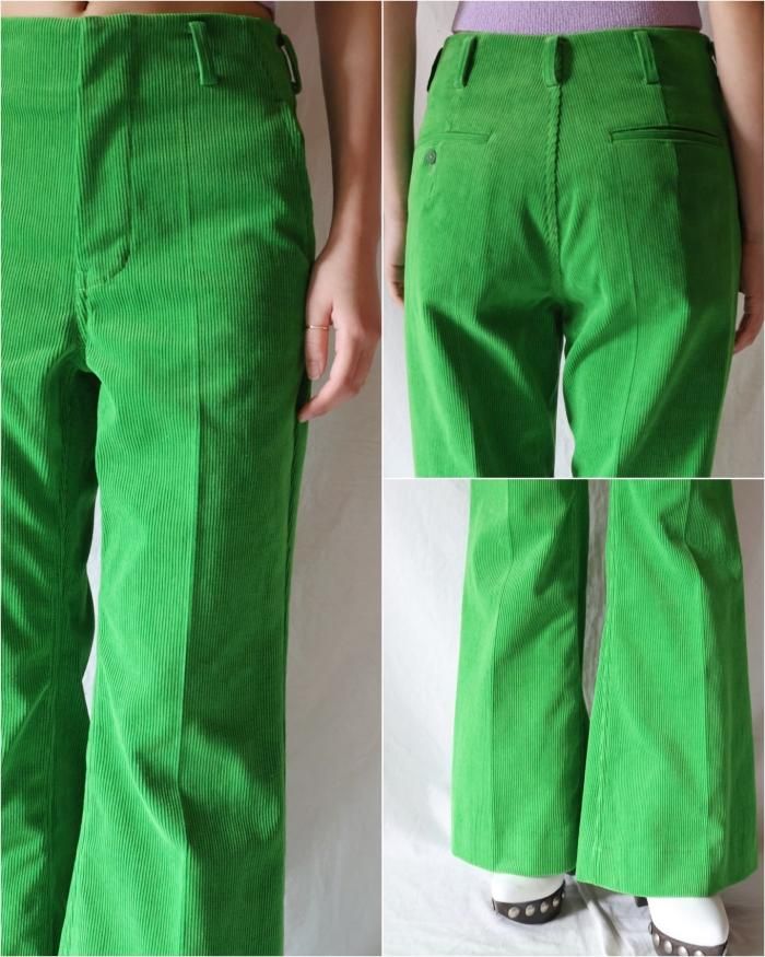 FUMIKA UCHIDA： CORDUROY FLARED PANTS - GREEN - ORANN ONLINE
