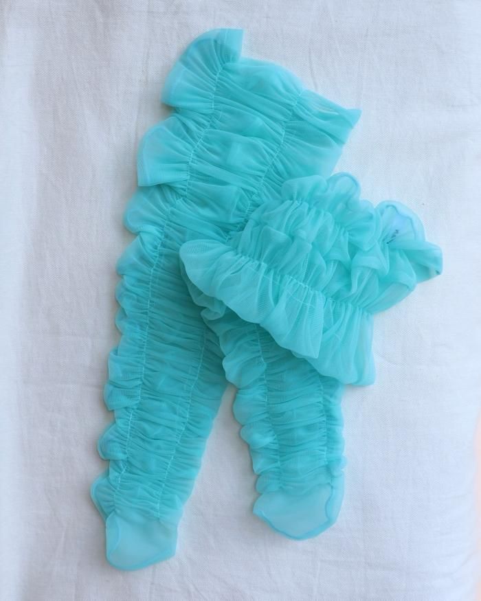 FUMIKA UCHIDA： SHIRRING SOCKS - PALE AQUA - ORANN ONLINE SHOP