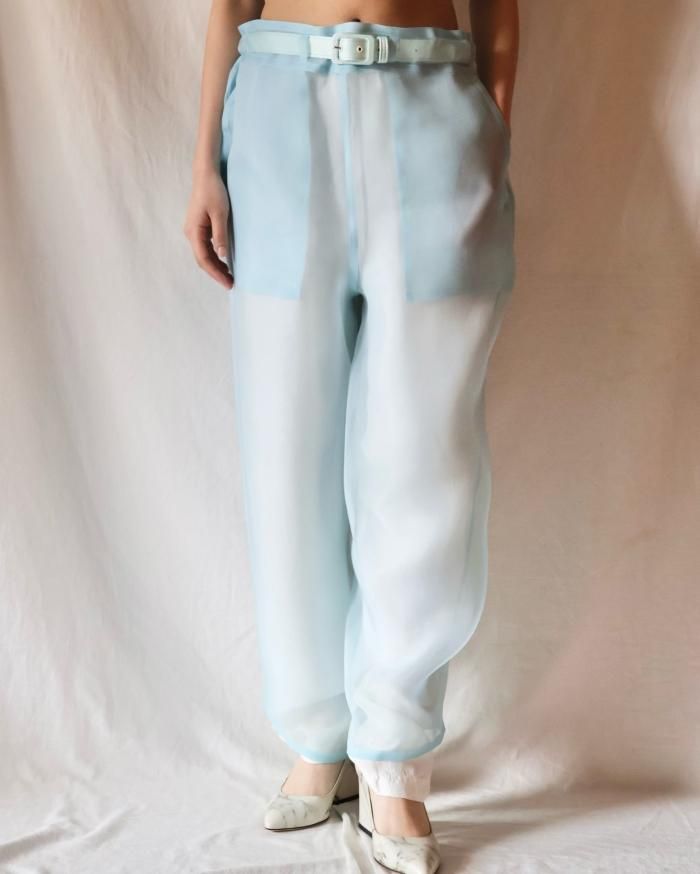 FUMIKA UCHIDA: ORGANZA OVER PANTS - SAX - ORANN ONLINE SHOP FUMIKA UCHIDA: ORGANZA OVER PANTS - SAX - ORANN ONLINE SHOP