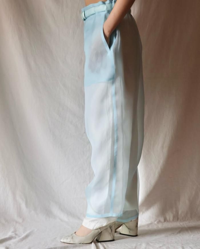 FUMIKA UCHIDA: ORGANZA OVER PANTS - SAX - ORANN ONLINE SHOP FUMIKA UCHIDA: ORGANZA OVER PANTS - SAX - ORANN ONLINE SHOP