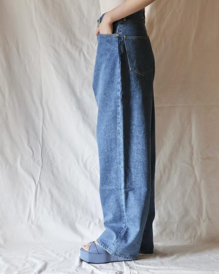 セブンイレブン 冬ギフト カタログ DENIM WIDE COTTON ISLAND ：SEA pelleq - SHOP ONLINE ORANN - BLUE パンツ