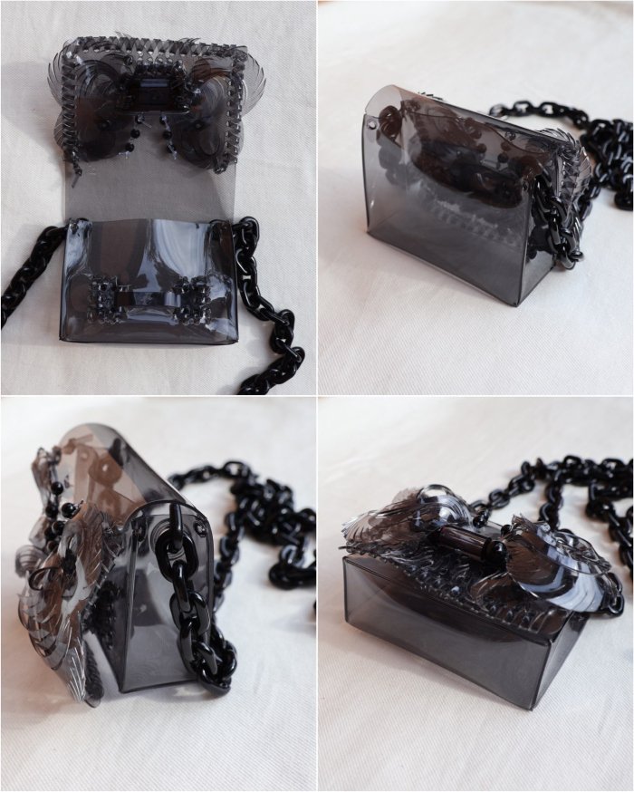 Mame Kurogouchi：Transparent Sculptural Micro Chain Bag - BLACK 
