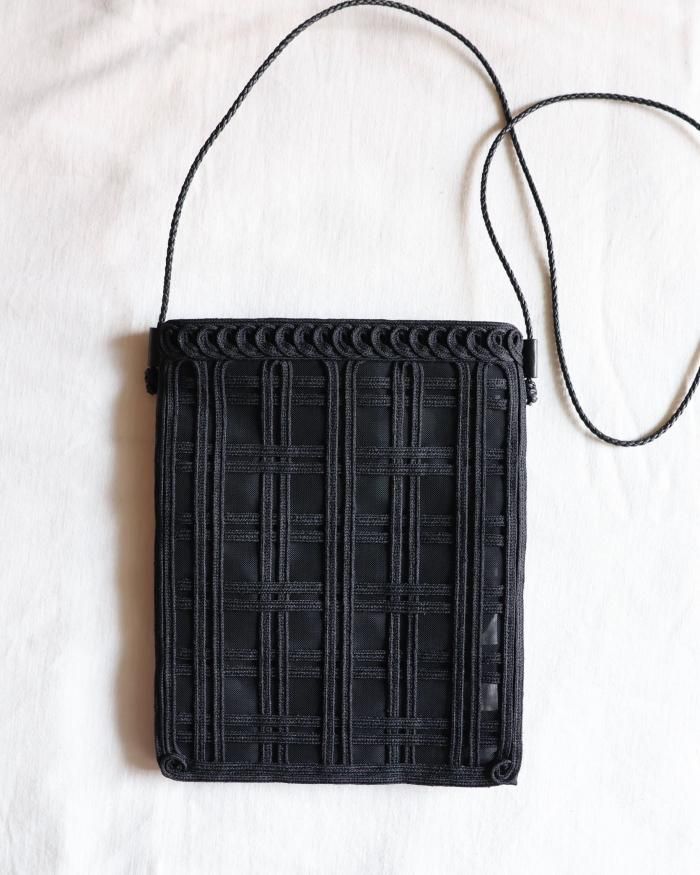 Mame Kurogouchi:Cording Embroidery Pouch With Leather Strap Mame Kurogouchi:Cording Embroidery Pouch With Leather Strap