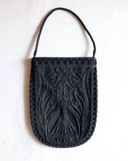 Mame KurogouchiCording Embroidery Round Tote Bag - BLACK