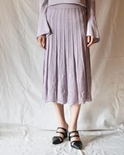 Mame KurogouchiWatermark Pattern Pleated Knitted Skirt - PURPLE