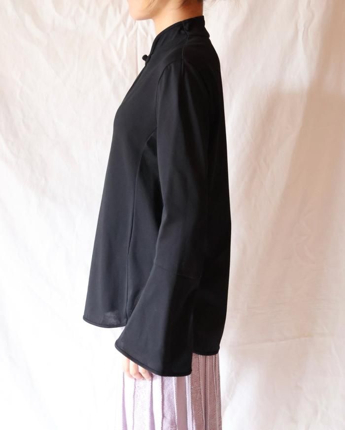 Mame Kurogouchi:Suvin Cotton Jersey Top - BLACK - ORANN Mame Kurogouchi:Suvin Cotton Jersey Top - BLACK - ORANN