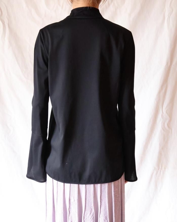 Mame Kurogouchi：Suvin Cotton Jersey Top - BLACK - ORANN