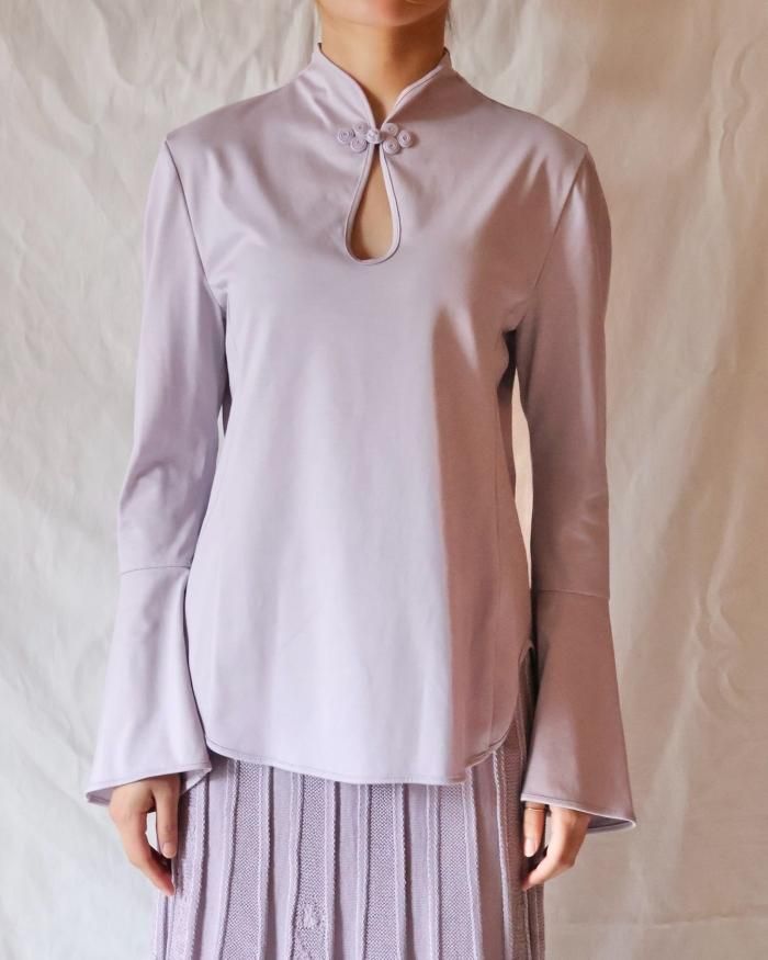 Mame Kurogouchi:Suvin Cotton Jersey Top - PURPLE - ORANN Mame Kurogouchi:Suvin Cotton Jersey Top - PURPLE - ORANN
