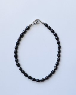 R.ALAGANBLUE BLACK CLASSIC PEARL NECKLACE - SILVER