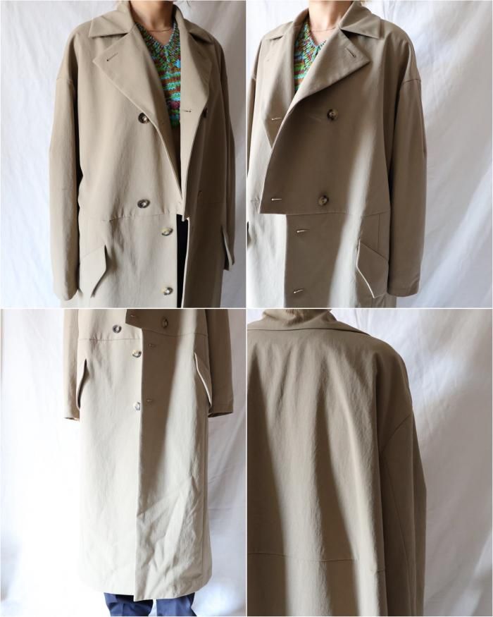 JUN MIKAMI:RECYCLE POLYESTELE DOUBLE COAT - BEIGE - ORANN JUN MIKAMI:RECYCLE POLYESTELE DOUBLE COAT - BEIGE - ORANN