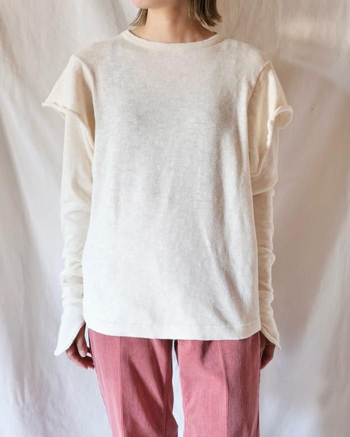 FUMIKA UCHIDA: GAUZE JERSY DOUBLE SLEEVE TOP - KINARI FUMIKA UCHIDA: GAUZE JERSY DOUBLE SLEEVE TOP - KINARI