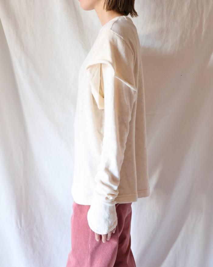 FUMIKA UCHIDA: GAUZE JERSY DOUBLE SLEEVE TOP - KINARI FUMIKA UCHIDA: GAUZE JERSY DOUBLE SLEEVE TOP - KINARI