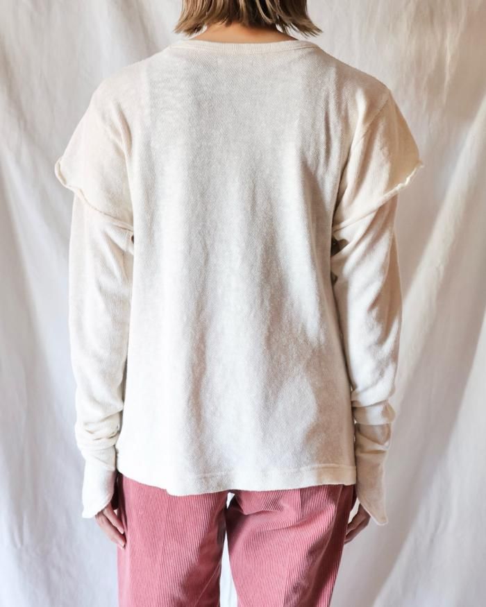 FUMIKA UCHIDA: GAUZE JERSY DOUBLE SLEEVE TOP - KINARI FUMIKA UCHIDA: GAUZE JERSY DOUBLE SLEEVE TOP - KINARI