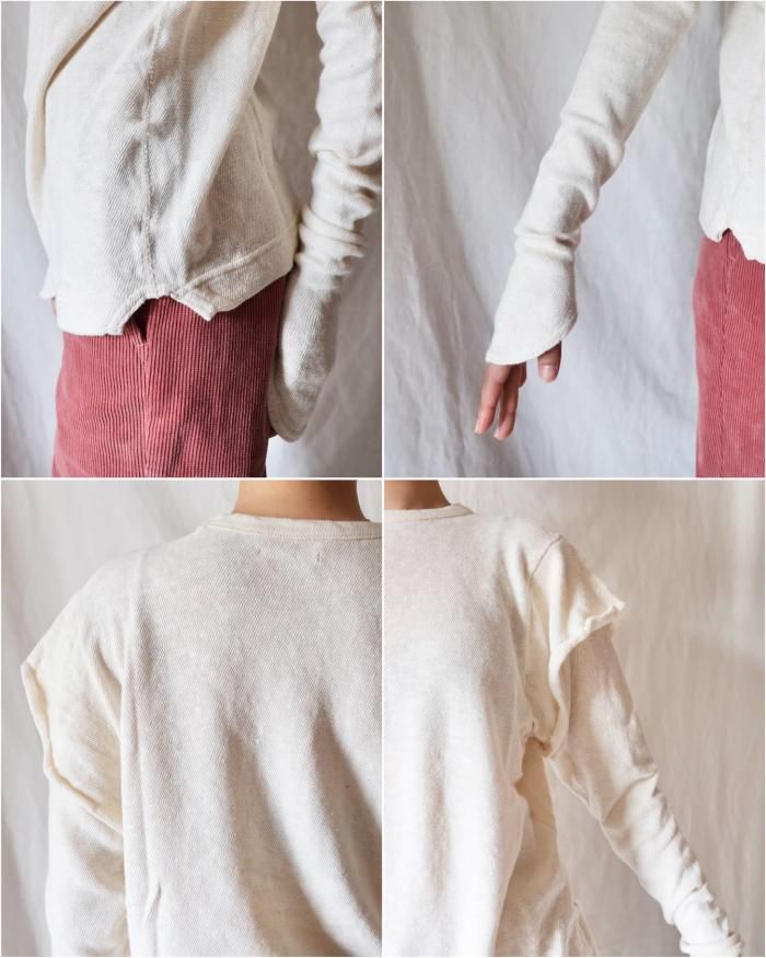 FUMIKA UCHIDA: GAUZE JERSY DOUBLE SLEEVE TOP - KINARI FUMIKA UCHIDA: GAUZE JERSY DOUBLE SLEEVE TOP - KINARI