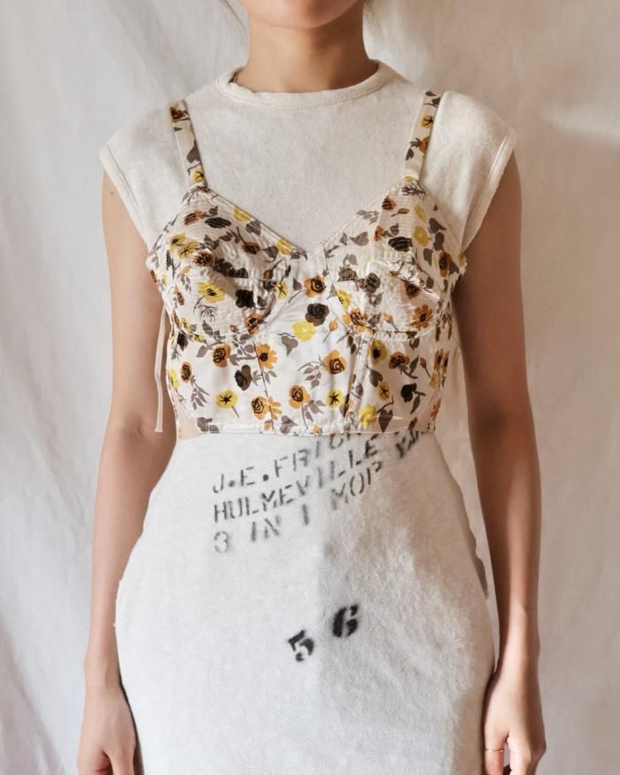 FUMIKA UCHIDA: FLOWER PRINTED BUSTIER - ECRU - ORANN ONLINE FUMIKA UCHIDA: FLOWER PRINTED BUSTIER - ECRU - ORANN ONLINE