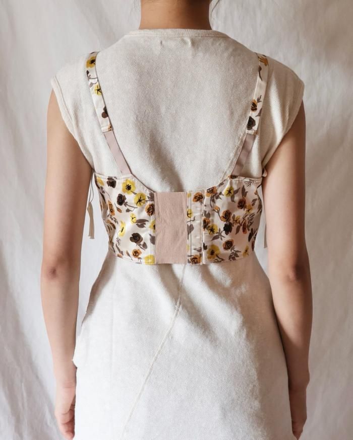 FUMIKA UCHIDA: FLOWER PRINTED BUSTIER - ECRU - ORANN ONLINE FUMIKA UCHIDA: FLOWER PRINTED BUSTIER - ECRU - ORANN ONLINE
