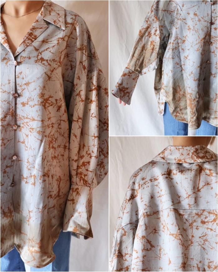 Mame Kurogouchi：Silk Wool Satin Hand Painted Oversized