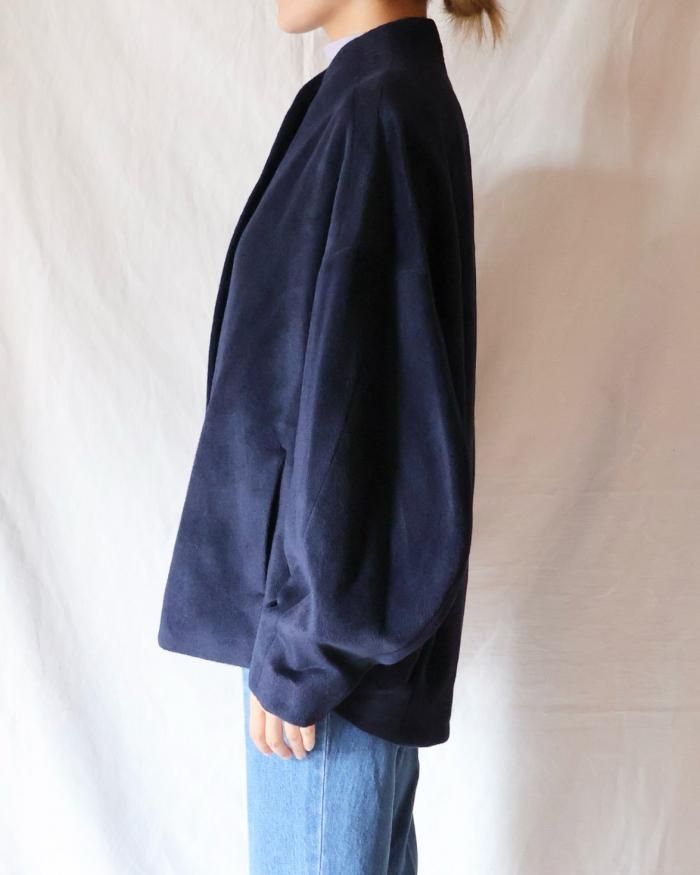 Mame Kurogouchi:Beaver Finished Alpaca Wool Blouson - NAVY Mame Kurogouchi:Beaver Finished Alpaca Wool Blouson - NAVY