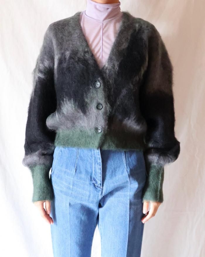 Mame Kurogouchi:Drip Glaze Pattern Mohair Knitted Cardigan Mame Kurogouchi:Drip Glaze Pattern Mohair Knitted Cardigan