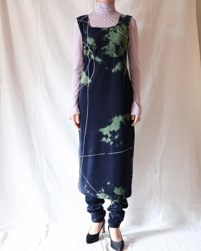 Mame Kurogouchi:Velour Jersey Square Neck Sleeveless Dress Mame Kurogouchi:Velour Jersey Square Neck Sleeveless Dress