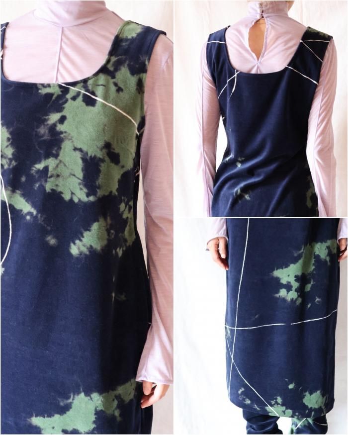 Mame Kurogouchi:Velour Jersey Square Neck Sleeveless Dress Mame Kurogouchi:Velour Jersey Square Neck Sleeveless Dress