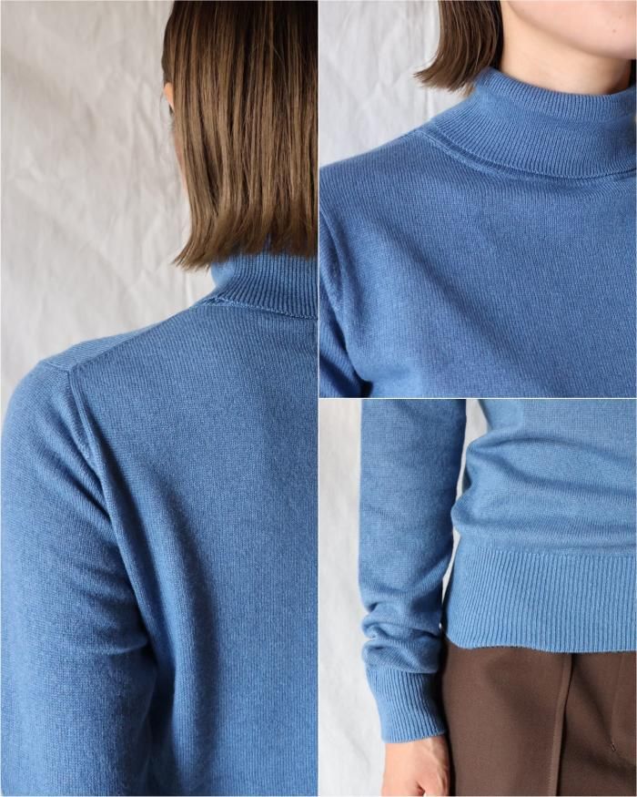 Ernie Palo：SILK CASHMERE TURTLE NECK KNIT - SAX - ORANN