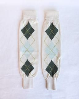 FUMIKA UCHIDACASHMERE ARGYLE KNITTED WARMERS - IVORY