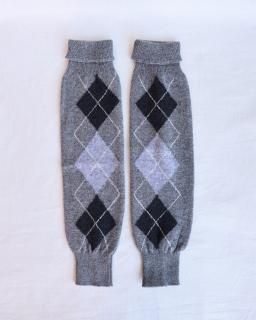 FUMIKA UCHIDACASHMERE ARGYLE KNITTED WARMERS - GREY