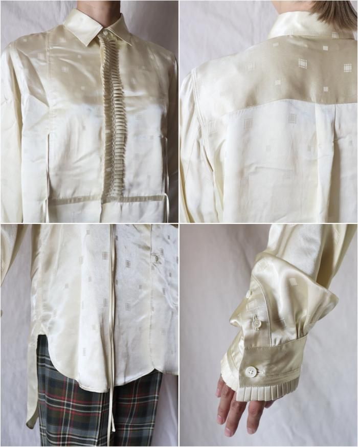 FUMIKA UCHIDA： FLOWER PRINTED OPEN-COLLARED SHIRT - ECRU