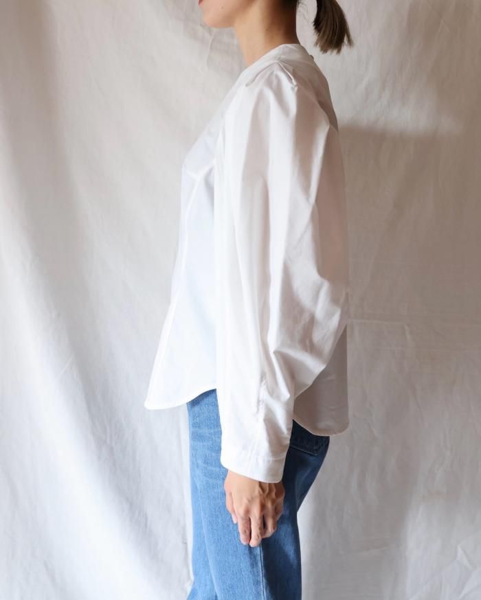 Cotton Lyocell Cropped Top - white - Mame Kurogouchi