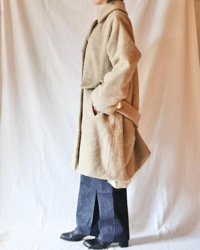 FUMIKA UCHIDA: NAPPING DOUBLE BREASTED COAT - CAMEL - ORANN FUMIKA UCHIDA: NAPPING DOUBLE BREASTED COAT - CAMEL - ORANN