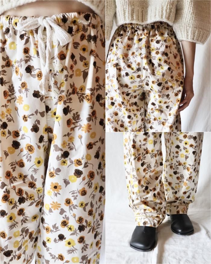 FUMIKA UCHIDA: FLOWER PRINTED PANTS - ECRU - ORANN ONLINE SHOP FUMIKA UCHIDA: FLOWER PRINTED PANTS - ECRU - ORANN ONLINE SHOP
