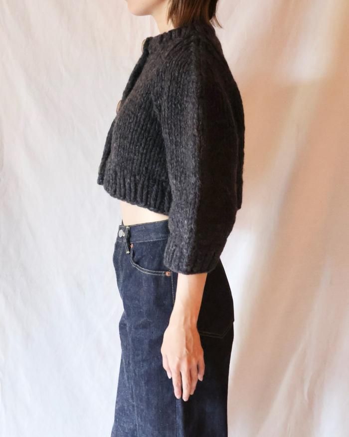 FUMIKA UCHIDA: HAND KNITTED CARDIGAN - CHARCOAL - ORANN FUMIKA UCHIDA: HAND KNITTED CARDIGAN - CHARCOAL - ORANN