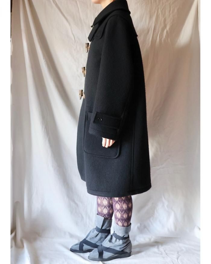FUMIKA UCHIDA: MELTON DUFFLE COAT - BLACK - ORANN ONLINE SHOP FUMIKA UCHIDA: MELTON DUFFLE COAT - BLACK - ORANN ONLINE SHOP