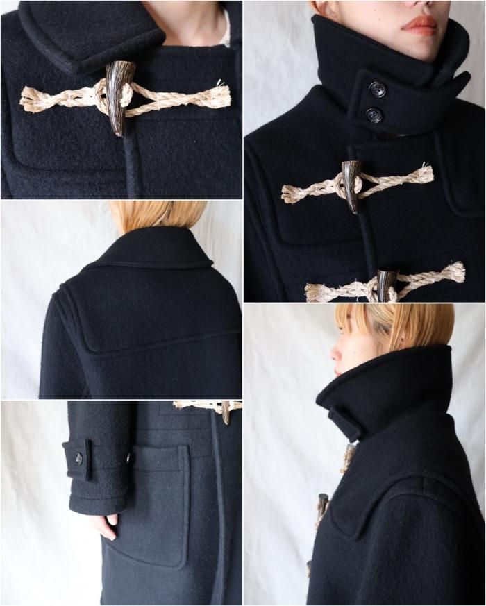 FUMIKA UCHIDA: MELTON DUFFLE COAT - BLACK - ORANN ONLINE SHOP FUMIKA UCHIDA: MELTON DUFFLE COAT - BLACK - ORANN ONLINE SHOP