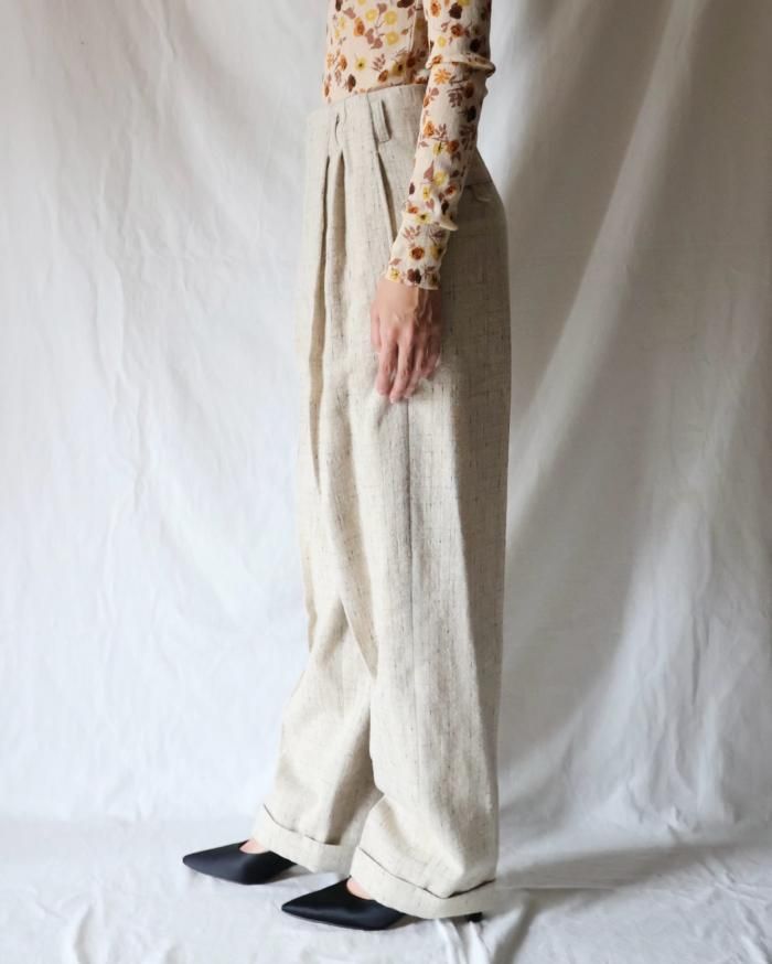 FUMIKA UCHIDA: SPLASHED PATTERN WIDE TAPERED PANTS FUMIKA UCHIDA: SPLASHED PATTERN WIDE TAPERED PANTS