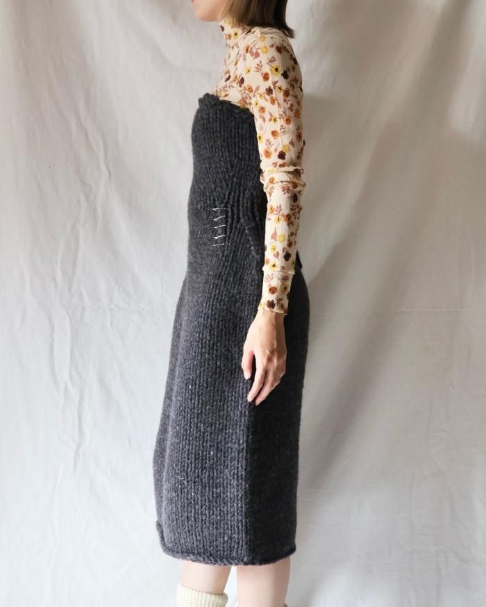 FUMIKA UCHIDA： HAND KNITTED BARE DRESS - CHARCOAL - ORANN ONLINE SHOP