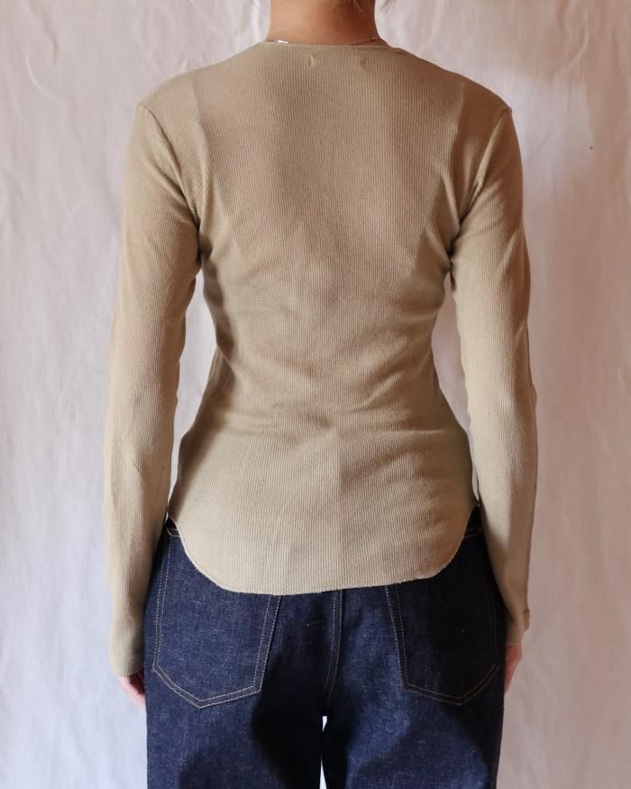 FUMIKA UCHIDA: GAUZE WAFFLE HENLEY-NECK TOP - KINARI FUMIKA UCHIDA: GAUZE WAFFLE HENLEY-NECK TOP - KINARI