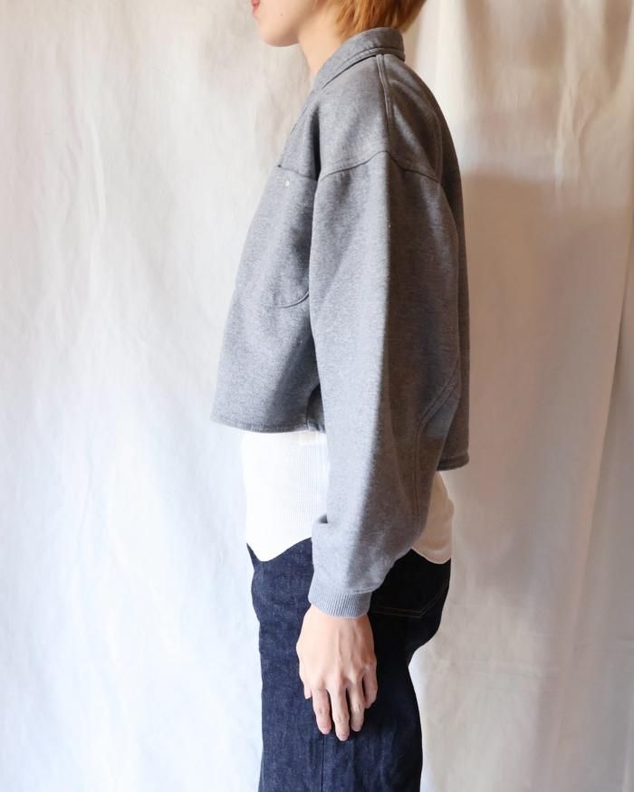 FUMIKA UCHIDA: SWEAT SNAP BUTTON-UP SHIRT - GREY - ORANN FUMIKA UCHIDA: SWEAT SNAP BUTTON-UP SHIRT - GREY - ORANN