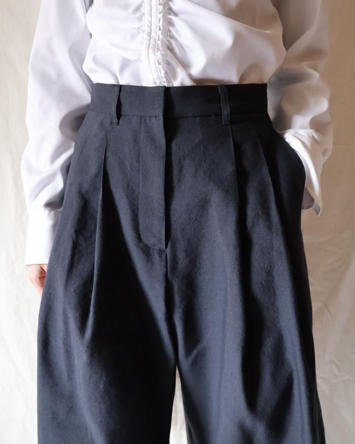 Ernie Palo：WOOL LINEN HALF PANTS - NAVY - ORANN ONLINE SHOP