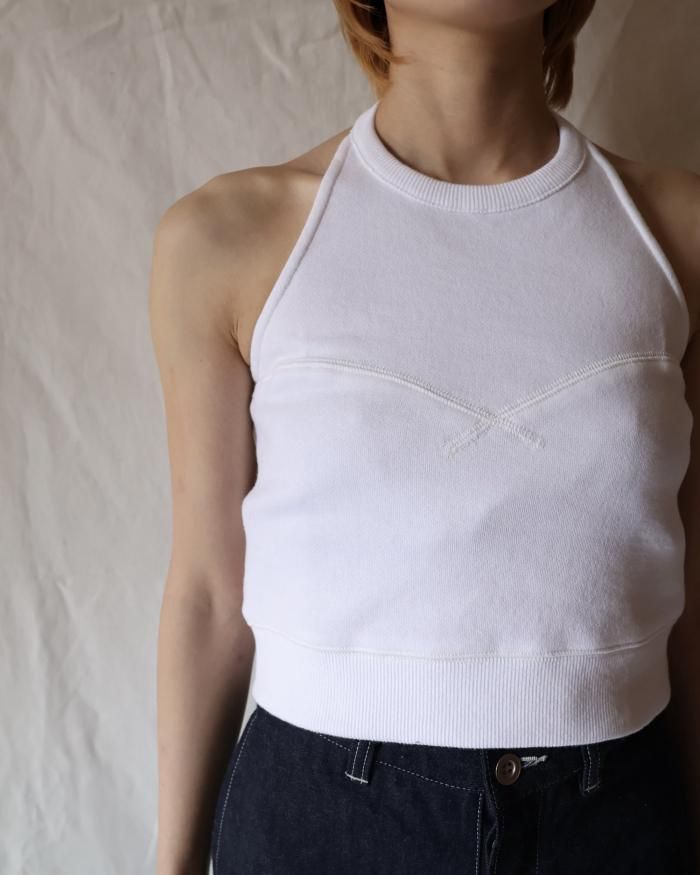 【SALE / 30%OFF】Sweat Holter Neck - Shiro(White) (25SS-26-S) Jun Mikami(ジュンミカミ) JUN MIKAMI：SWEAT HALTER NECK - WHITE - ORANN ONLINE SHOP
