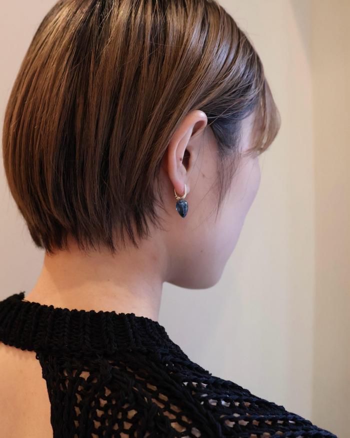R.ALAGAN:DEWDROP STONE HOOPS - KAYANITE - ORANN ONLINE SHOP R.ALAGAN:DEWDROP STONE HOOPS - KAYANITE - ORANN ONLINE SHOP