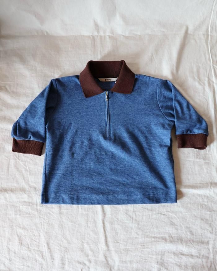 pelleq ：ORGANIC COTTON MINI PILE POLO T - SAX - ORANN
