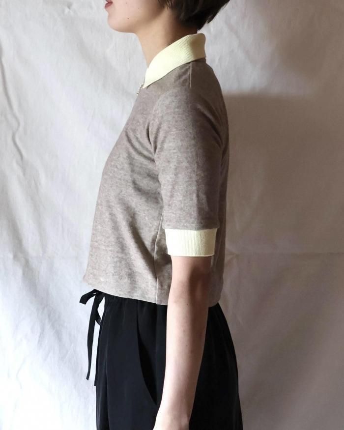 pelleq :ORGANIC COTTON MINI PILE POLO T - OATS - ORANN pelleq :ORGANIC COTTON MINI PILE POLO T - OATS - ORANN