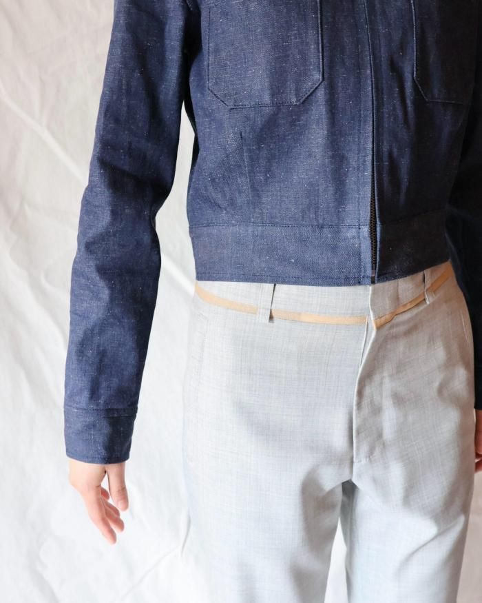 FUMIKA UCHIDA： NEPPED DENIM ZIP-UP BLOUSON - INDIGO - ORANN